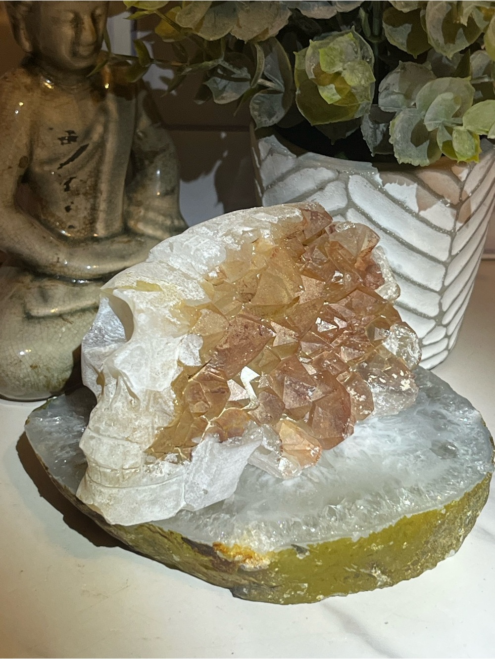 Golden Healer Crystal Skull Cluster